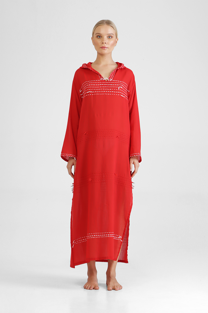 Igli - Hooded kaftan with stitch detailing