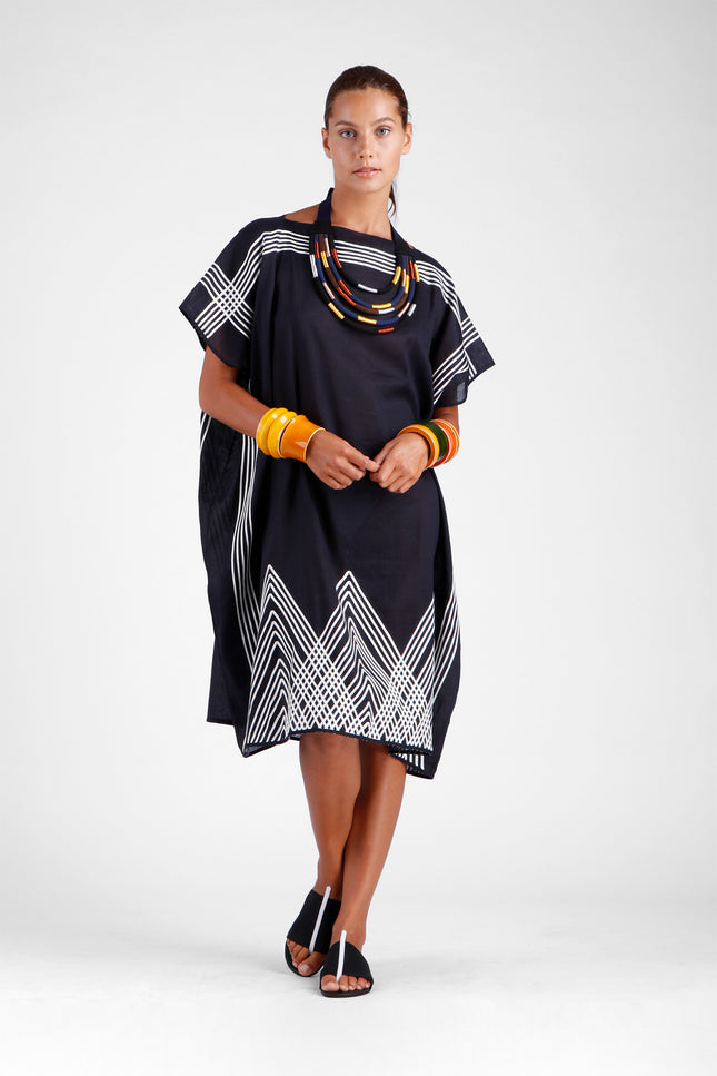 Francesca - Square Kaftan with Graphic Stitching