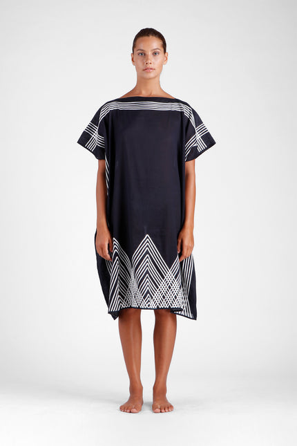 Francesca - Square Kaftan with Graphic Stitching