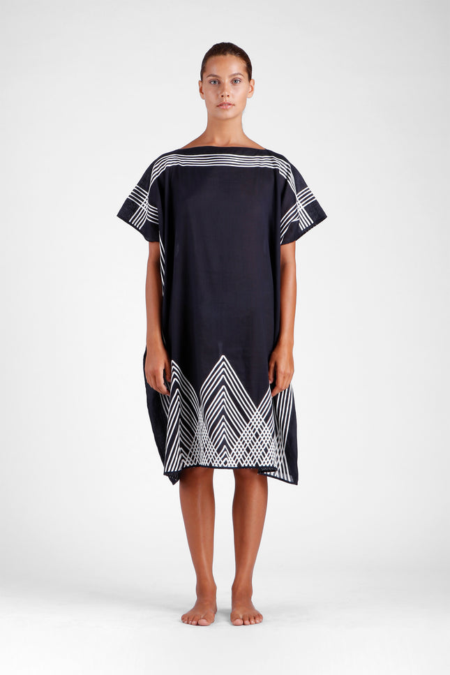 Francesca - Square Kaftan with Graphic Stitching