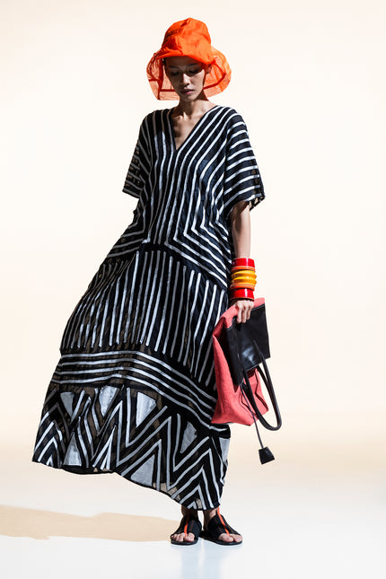 Malaika - Stripes Triangle Geometric Long Kaftan