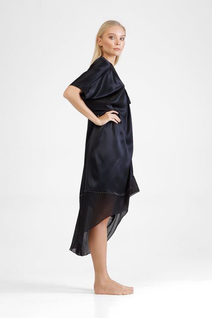 Celia - Classic Silk Kaftan with Asymmetrical Hem