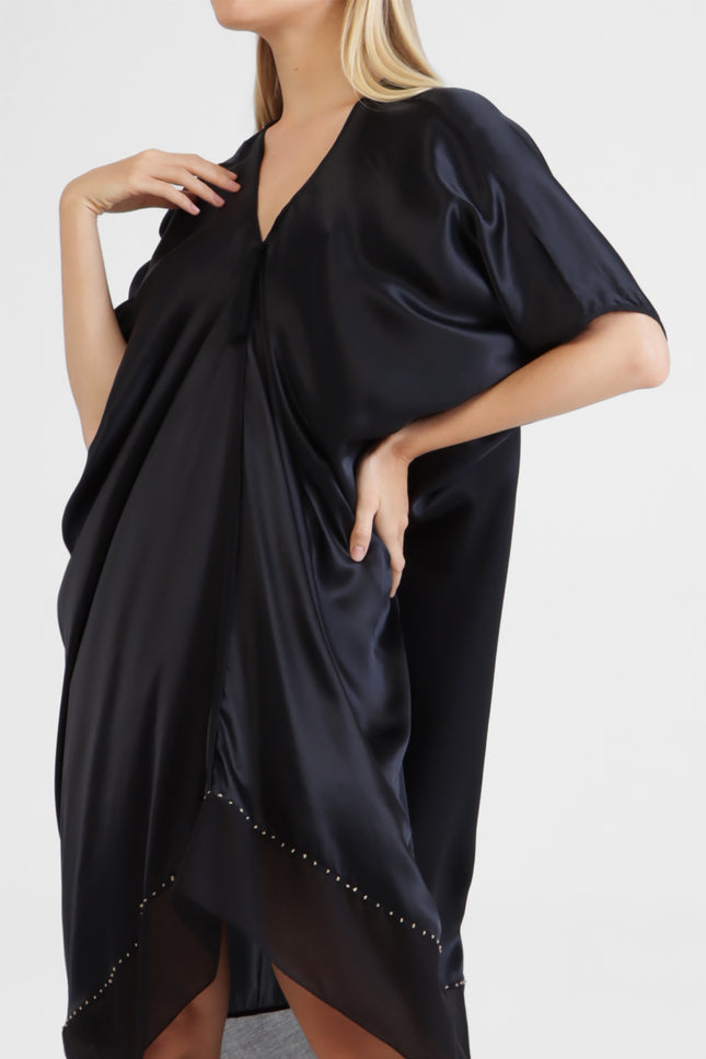 Celia - Classic Silk Kaftan with Asymmetrical Hem