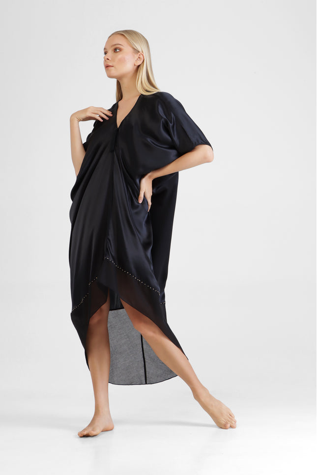 Celia - Classic Silk Kaftan with Asymmetrical Hem