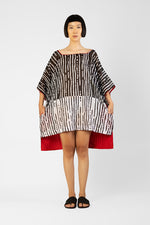 Joane - Bi-color color print phort dress with contrast accents