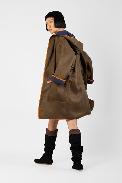 Lawrence - Reversible linen and cotton long jacket