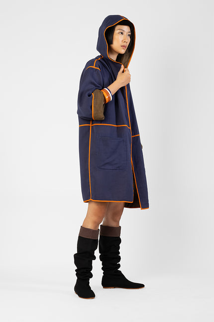 Lawrence - Reversible linen and cotton long jacket