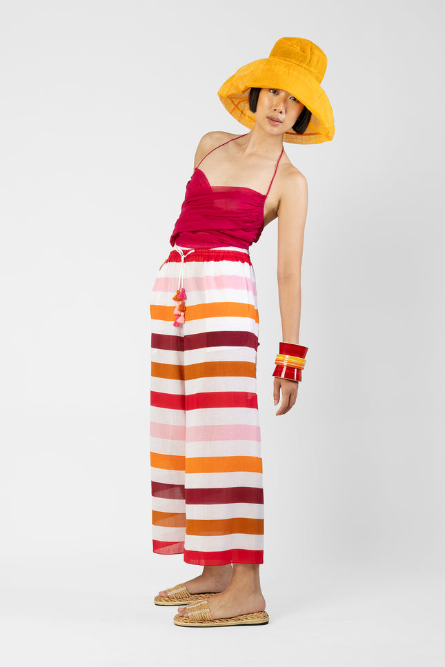 Keiwa - Stripes Printed Drawstring Pants