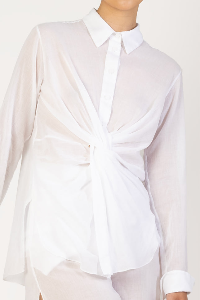 Mesaria - Twisted Front Long Sleeves Shirt