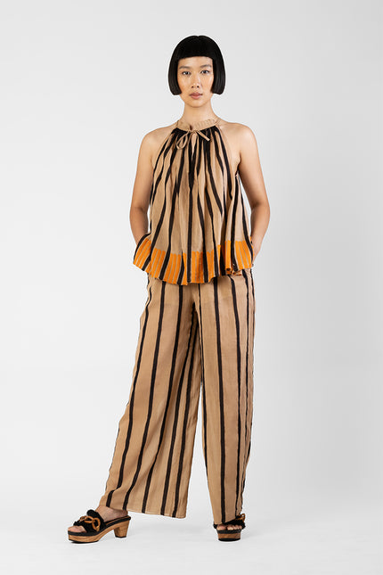 Luna - Stripe Applique Drawstring Long Pants