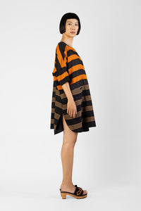 Asti - Dual color stripes applique short dress