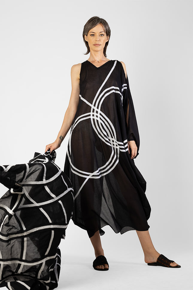 Kanoka - Spiral Appliquè One Sleeves Dress