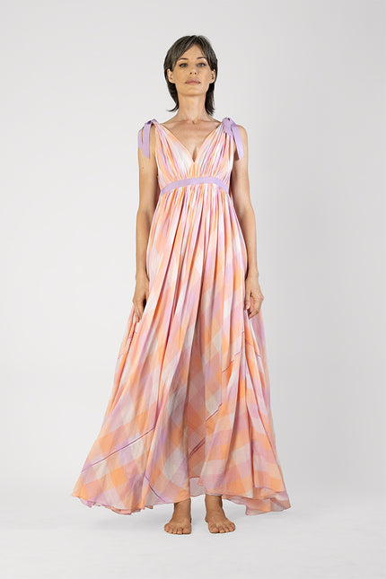 Hyma - Sleeveless long dress with train