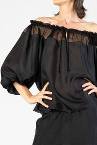 Kamala - Silk and chifon big sleeves top