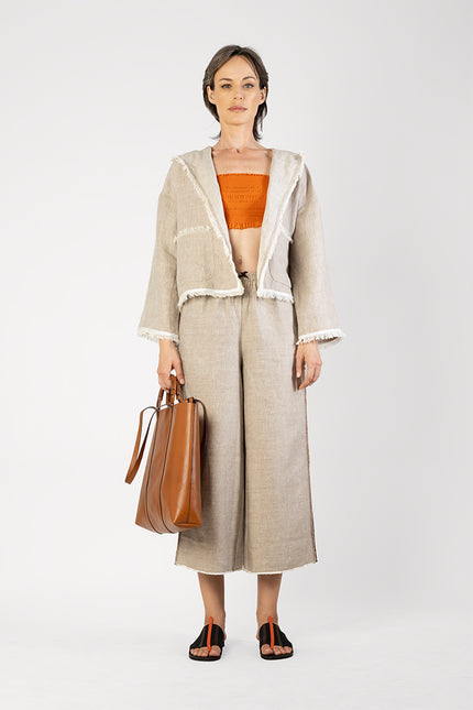 Kiva - Reversible Jacket with Fringes and Hand Stitching Detailing