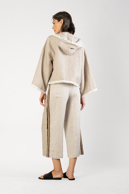Kiva - Reversible Jacket with Fringes and Hand Stitching Detailing