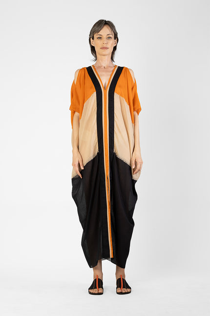 Luella - Multicolor Kaftan with Handcrafted Buffalo Bone Embellishment