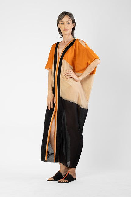 Luella - Multicolor Kaftan with Handcrafted Buffalo Bone Embellishment