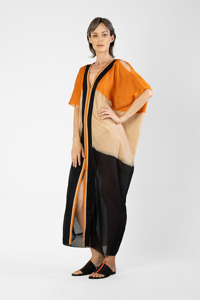 Luella - Multicolor Kaftan with Handcrafted Buffalo Bone Embellishment