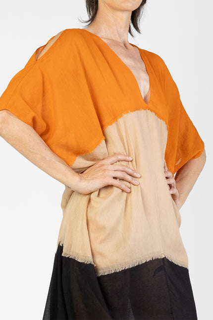Luella - Multicolor Kaftan with Handcrafted Buffalo Bone Embellishment