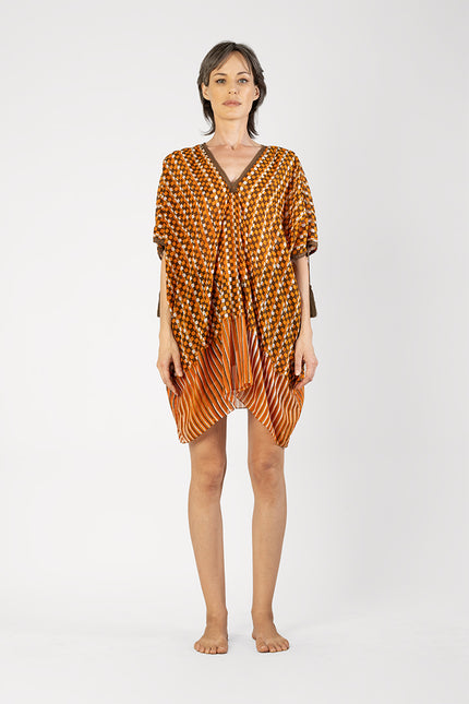 Kaylee - Batik check and stripes short dress