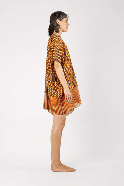 Kaylee - Batik check and stripes short dress