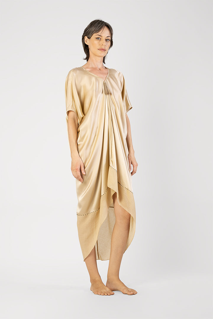 Celia - Classic silk kaftan with asymmetrical hem