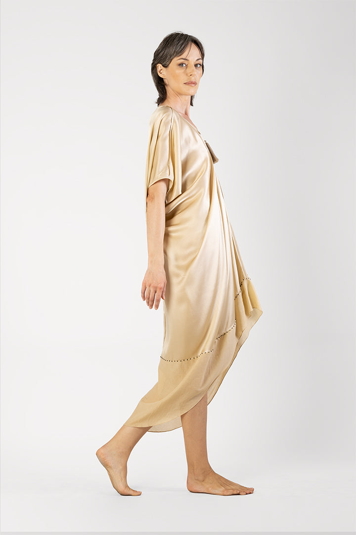 Celia - Classic silk kaftan with asymmetrical hem