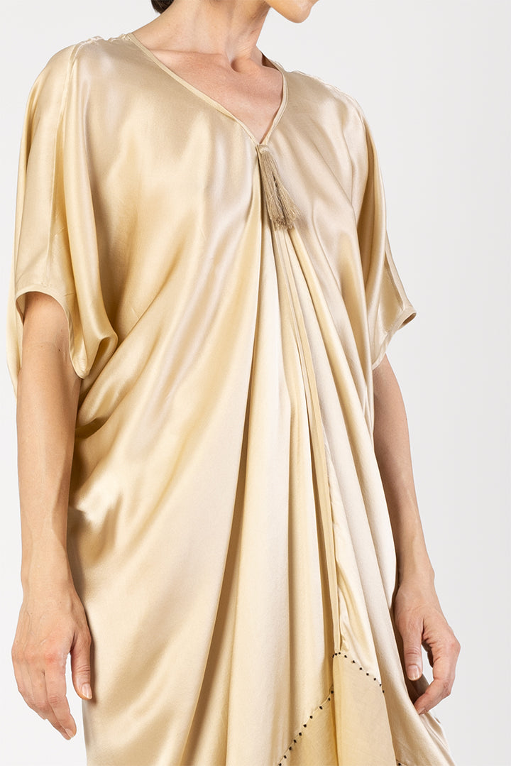 Celia - Classic silk kaftan with asymmetrical hem