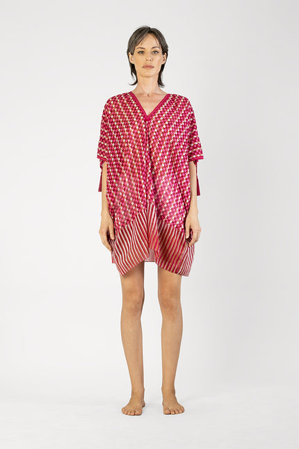 Kaylee - Batik check and stripes short dress