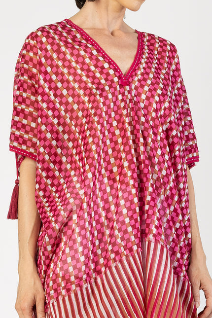 Kaylee - Batik check and stripes short dress
