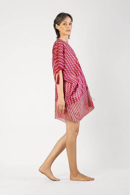 Kaylee - Batik check and stripes short dress