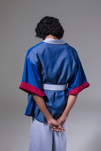 Manley - Stripes Neck Reversible Kimono