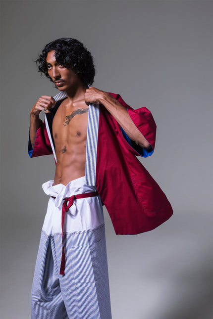 Manley - Stripes Neck Reversible Kimono