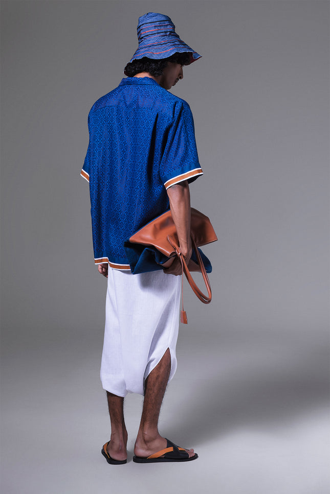 Malba - Indigo Syed Dobby Flower Camp Shirt