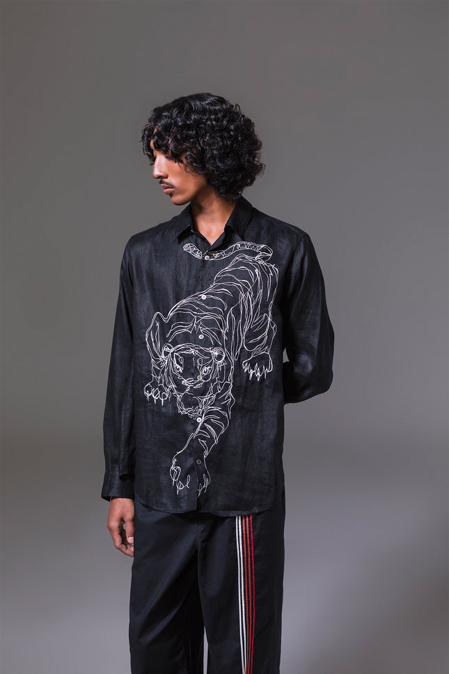 Morris - Tiger Embroidery Long Sleeve Shirt