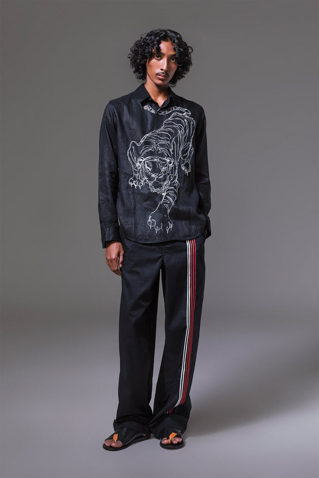 Morris - Tiger Embroidery Long Sleeve Shirt