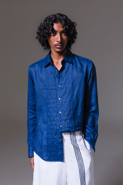 Ibrahim - Pleats detailing long sleeves shirt