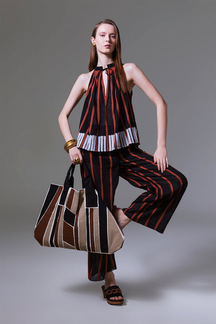 Luna - Stripe Applique Drawstring Long Pants