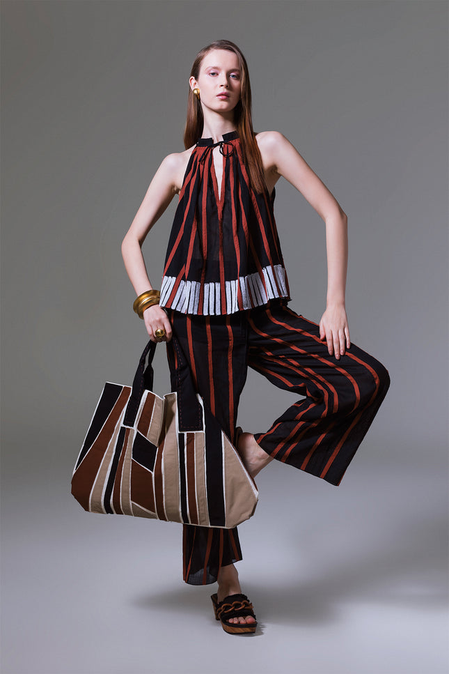 Luna - Stripe Applique Drawstring Long Pants