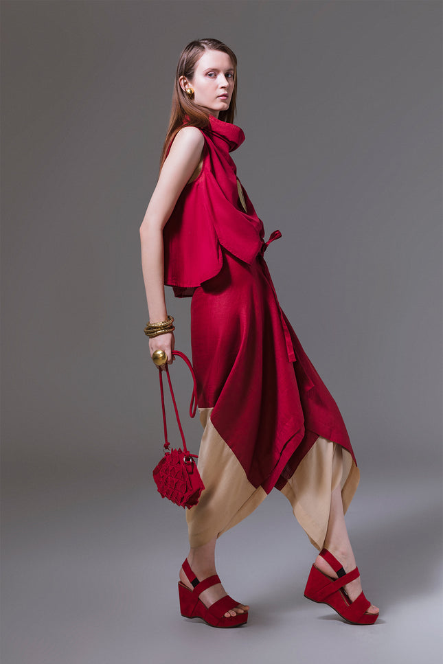 Wonton - Dual fabric draped trousers