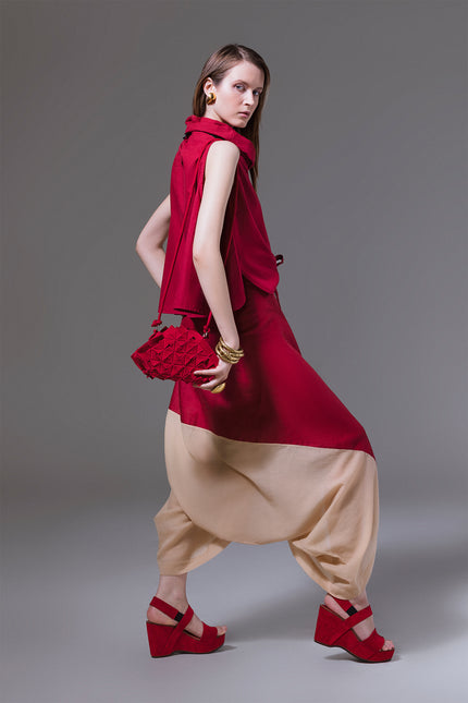 Wonton - Dual fabric draped trousers