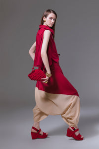Wonton - Dual fabric draped trousers