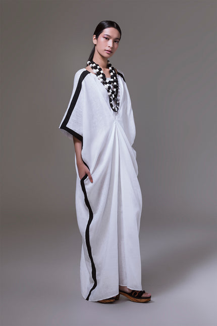 Magna - Contrast Stitches Draped Kaftan