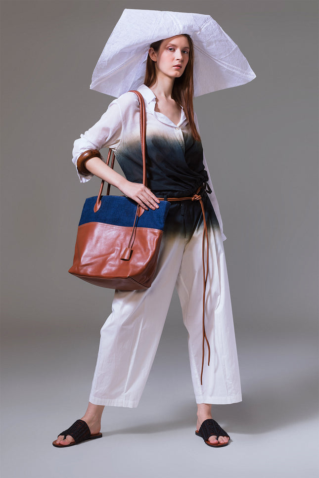 Melasio - Waist Indigo Dip Dyed Tomboy Pants