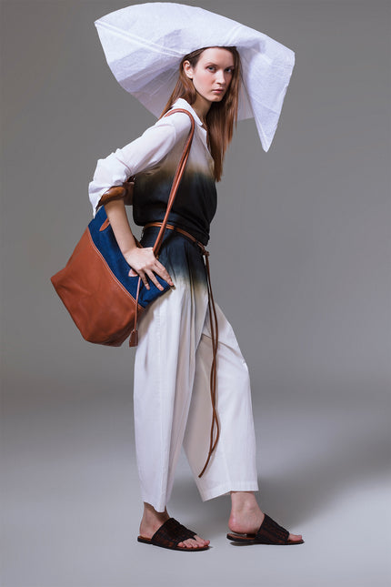 Melasio - Waist Indigo Dip Dyed Tomboy Pants