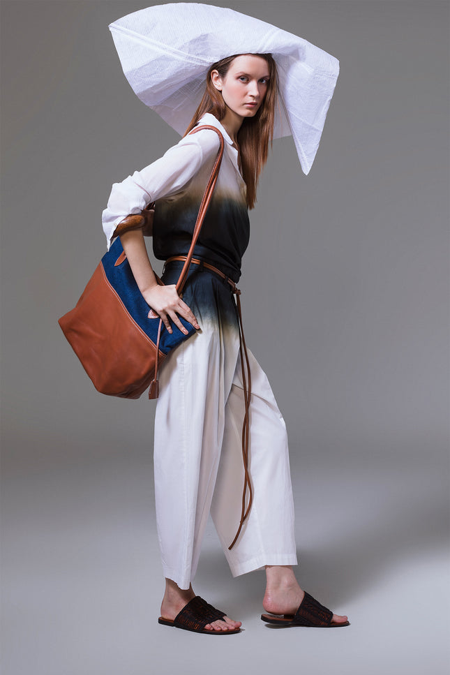 Melasio - Waist Indigo Dip Dyed Tomboy Pants
