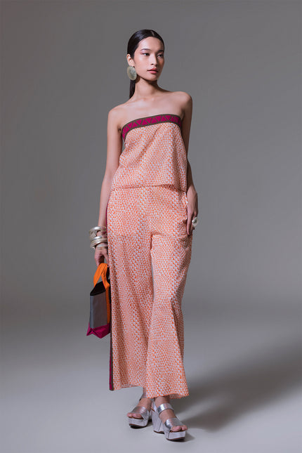 Leonara - Triangle Applique Long Pants with Drawstring