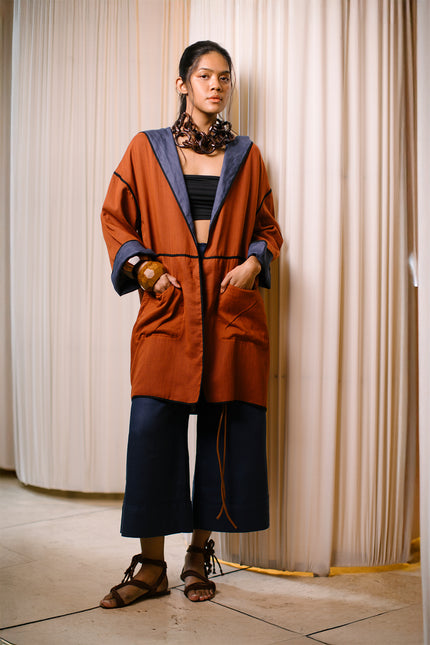 Lawrence - Reversible Linen and Cotton Long Jacket