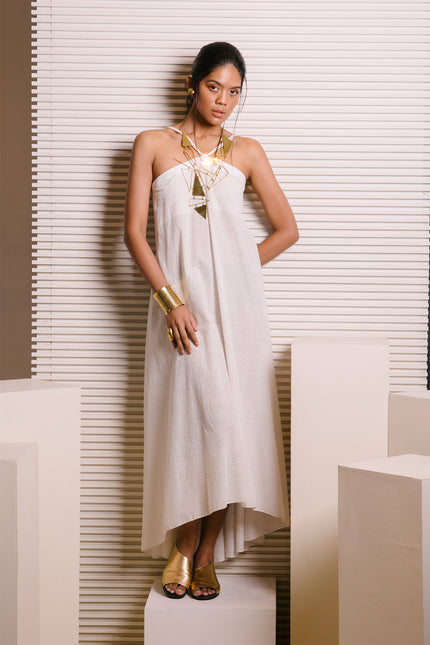 Kaiko - Embroidered Halter Neck Flowy Dress